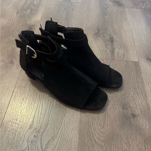 Black Women's Open-Toe Ankle Boots